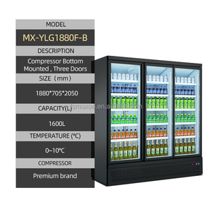 Réfrigérateur vertical commercial à 3 portes vitrées, refroidisseur de boissons, vitrine réfrigérée, acier peint <span class=keywords><strong>noir</strong></span> - Product Image 2