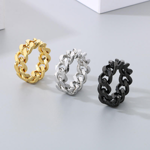 BM Fashion Jewelry Neo-Gothic Stainless Steel Cluster <b>Rings</b> Channel <b>Set</b> Crystal Rhinestone Chunky Chain for Women <b>Men</b> - Product Image 6