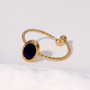 Bague ouverte ajustable en acier inoxydable, best-seller transfrontalier, style Instagram, rétro français, luxe léger, titane J - Product Image 4