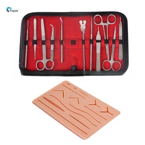 Kit de instrumentos de sutura quirúrgica, juego de Anatomía de sutura de silicona de 11 piezas, módulo de práctica de múltiples heridas para maniquíes de entrenamiento de práctica - Product Image 1