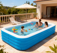 Nouvelle piscine gonflable rectangulaire bleue et blanche de 3 mètres pour adultes, enfants et nourrissons. Prise en charge de la personnalisation du client