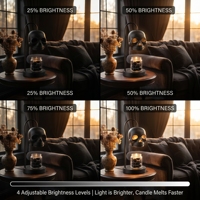 Lampe chauffe-bougie gothique tête de mort pour Halloween, 4 niveaux de luminosité, pour une décoration d'ambiance sombre – Meilleure vente