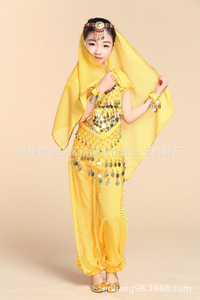 Jh184 baile indio Bollywood nuevo traje de actuación para niños 6PCS Jasmine Princess pantalones de pierna ancha traje de danza del vientre femenino - Product Image 6