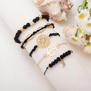 Bohemian Alloy <b>Bracelet</b> Set Gold Plated Anchor <b>Shell</b> Charm Unisex Gift Jewelry - Product Image 2