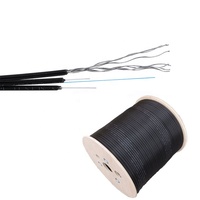 Cable de Fibra Óptica Acometida Drop 1C con Mensajero para Exterior Tipo Plano G.657A Soporte FRP Alambre de Acero 7x0.4mm