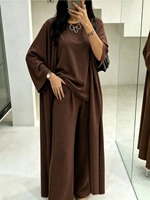 3-teiliges Muslimisches Outfit-Set Einfarbige Muslimische Strickjacke Kurze Weste Hose Weich Atmungsaktiv Klassisch Vielseitig Abaya Geeignet