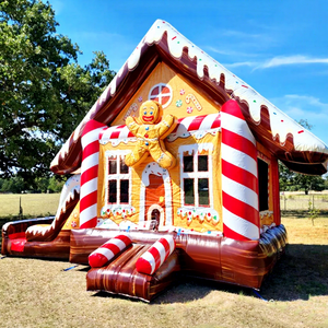 Christmas holiday gingerbread <b>house</b> <b>inflatable</b> bounce <b>house</b> and slide combo commercial bouncy castle for kids - Product Image 1