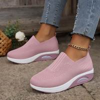 Chaussures décontractées pour femmes, respirantes, en maille, à enfiler, à semelle compensée légère avec coussin d'air, confortables pour la marche quotidienne
