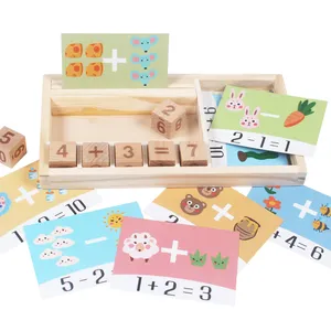 2024 jeux de comptage mathématiques d'apprentissage de la petite enfance ensemble de jouets éducatifs en cube en bois avec cartes Convient aux enfants de 1 à 3 ans