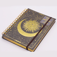 Logotipo personalizado de fábrica, libro de notas comerciales, diario de regalo, espiral, lámina dorada de lujo, tapa dura, cuadernos de papel Kraft A5 bonitos para estudiantes