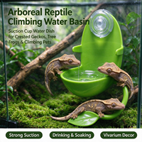 Bol d'eau suspendu à ventouse pour reptiles, design feuille, abreuvoir pour gecko cranté, décoration de terrarium pour reptiles arboricoles