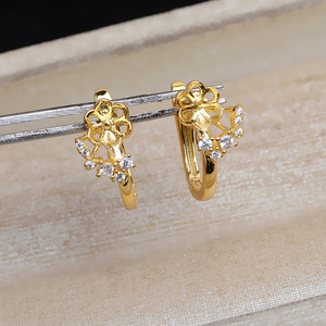 Support d'accessoire en argent S925 plaqué, forme perle brillante, pour boucles d'oreilles torsadées, support baroque creux pour perles DIY, 5615 - Product Image 1