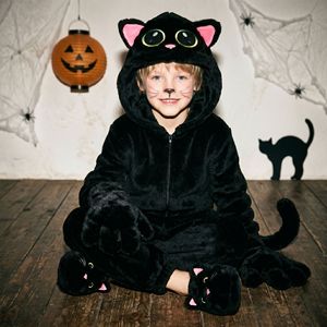 Costume de chat noir pour enfants, tenue de spectacle d'Halloween, costume d'animal avec queue et pattes, tenue de cosplay pour enfants - Product Image 2