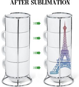 2025 tazas de <span class=keywords><strong>café</strong></span> expreso apilables Juego de sublimación de 4 tazas de <span class=keywords><strong>café</strong></span> con soporte de metal Tazas de <span class=keywords><strong>café</strong></span> de cerámica para <span class=keywords><strong>café</strong></span> de cacao o bebidas - Product Image 3