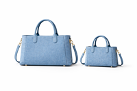 Tas Tote Mini Denim Biru Awet untuk Wanita, Tas Selempang dengan Pegangan Atas dan Tali Rantai, Tahan Air untuk Penggunaan Sehari-hari