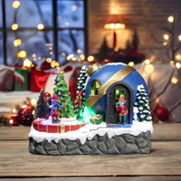Décoration de boule de Noël en résine personnalisée OEM avec motif de sculpture elfes se déplaçant autour de la fonction d'arbre pour la décoration de vacances