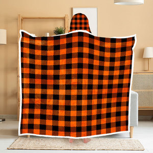 Manta con Capucha de Doble Capa con Diseño de Calabaza de Halloween, Tipo Chal, con Etiquetas Personalizadas Impresas - Product Image 3