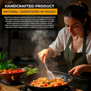 Wdf Biểu Tượng Tùy Chỉnh Gỗ Tếch Muỗng Cho Nấu Ăn 6 Pcs Utensiles De Ẩm Thực Ensemble D'Utensiles Cuisin Cho Nhà Bếp - Product Image 6