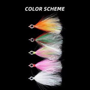 Hameçons de pêche Big Eyes UV Bucktail Teasers en acier à haute teneur en carbone à deux ardillons pour leurres de pêche Steelhead Minnow, saumon et bar. - Product Image 2