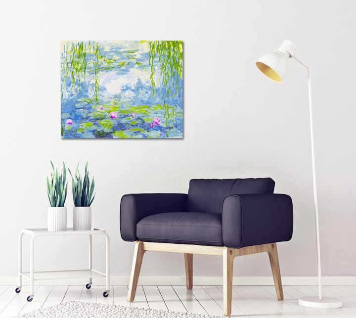 Scenery Small Fresh Lotus Pond Digital Painting by Number DIY Acrylic Scenery Painting Flower Art Decorative Painting