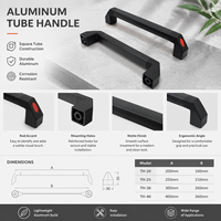 OEM Aluminium-Vierkantrohr-Maschinentür-Brücken-Zuggriff, versenkt montierbar mit roter Akzentkappe für CNC-Industriegeräte
