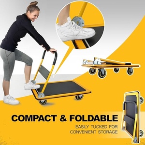 330 Lbs Taşıma Kapasiteli, Katlanabilir, Ağır Yük Taşıma Arabası, Yükseltilmiş Katlanabilir Kamyon Platformu, Döner Tekerlekli - Product Image 2