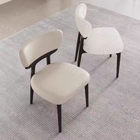 Chaise de salle à manger en bois massif recouverte de tissu en velours blanc nordique, ensemble de table à manger moderne de petite taille avec 4 chaises, meubles de salle à manger