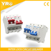 Interrupteur de transfert manuel double puissance 2P+2P Mini MTS 220V 50/60Hz avec disjoncteur différentiel à verrouillage différentiel 63A 32A