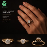 Cincin Pernikahan Emas Berlian Laboratorium 2 Karat Potongan Bulat Brilian Bersertifikat IGI, Berlian Laboratorium 2CT Solitaire
