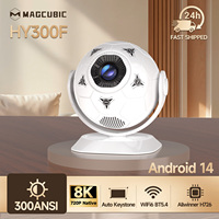Projecteur LED WiFi6 Android 14 HY300F avec Correction Trapézoïdale Entièrement Automatique, Équipement Portable pour Home Cinéma et Présentations