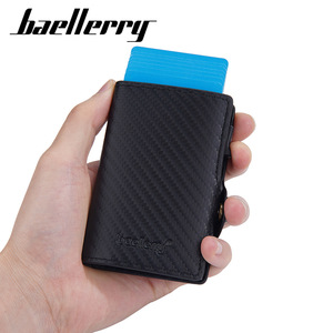 กระเป๋าใส่บัตรผู้ชาย Baellerry ขนาด 4 นิ้ว ป้องกัน RFID แบบดีดบัตรอัตโนมัติ ลายเพชรดำ - Product Image 5