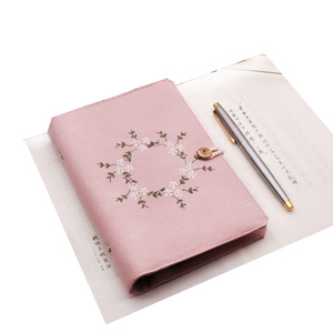 Flores bordadas populares A5/A6, cubierta <span class=keywords><strong>de</strong></span> tela, diario, planificador, cuaderno para imprimir, venta al por mayor - Product Image 1