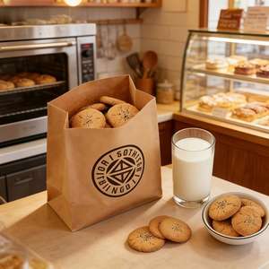 Sacs en papier kraft personnalisés avec logo - Emballage alimentaire écologique pour biscuits/pâtisseries (imprimés, durables) - Product Image 2