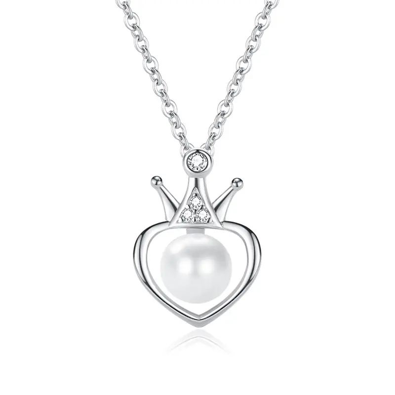Fine Jewelry 925 Sterling Silver Crown Pearl 925 Silver Pendant Valentines Day Gifts Jewelry Supplier