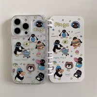 Venta caliente nuevo producto adecuado para iPhone 1716 15 Pro Max Creative Penguin Notebook Flip up práctico soporte funda para teléfono