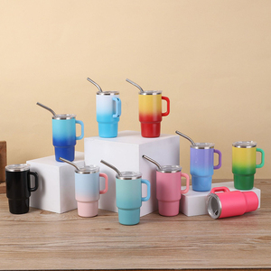Wholesale Mini 4oz Gradient Color 304 Stainless Steel <b>Thermal</b> Vacuum Tumbler Classic Design Coffee <b>Mug</b> With Straw For Gifts - Product Image 1