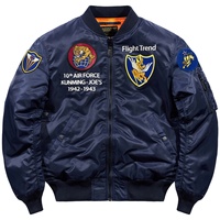 Blouson d'hiver ample matelassé et enduit, Nouveau modèle 2026, pour homme, style pilote, court, brodé, coupe-vent vintage en nylon avec fermeture éclair, type bomber