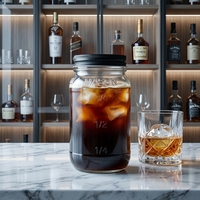 Pot en verre Mason vide écologique de 16 oz avec marquage de mesure pour le stockage des aliments, des boissons et du café infusé à froid