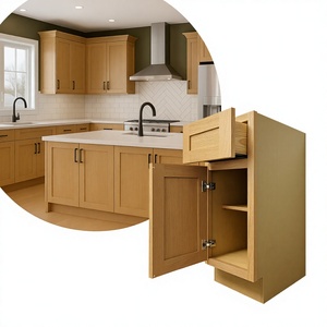 Bewezen Kwaliteit Witte Eiken Keukenkasten Voor Multi-Familie Gratis Verzending Massief Houten Keukenmeubelkasten Eenvoudig Te Monteren - Product Image 1