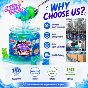 Nouveauté : Bonbons liquides Slime Gooey Gummy en pot, saveur fruitée, comestibles et sûrs, vente en gros personnalisée pour usines - Product Image 4