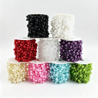 Guirlande de perles personnalisée en gros, cercle de perles de 8 mm + 3 mm, décoration de mariage, ruban d'emballage pour sacs