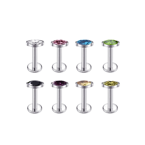 Boucles d'oreilles de piercing corporel en titane, zircon 5A, forme marquise, pour piercing de lèvre, de l'os de l'oreille, anneaux de nez à broche, clous de lèvre, cadeaux et fêtes - Product Image 2