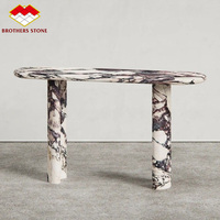 Table console en marbre Calacatta Viola de style luxueux poli par Brothers Stone, table d'entrée pour salon, villa, hôtel, décoration