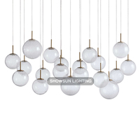 Lustre rectangulaire en verre pour îlot de cuisine de 65 pouces, décoration intérieure, boule à bulles, table à manger moderne, lustre de luxe