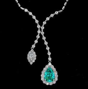 Collier en argent avec zircon vert poire 10x14mm, bijoux - Product Image 3