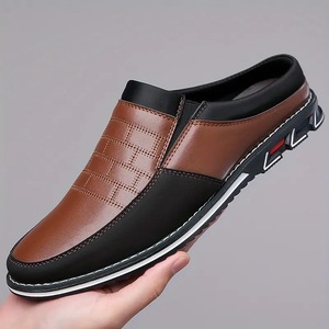 Mules de cuero genuino para hombre, punta cerrada, suela de goma antideslizante, zapatos informales para todas las estaciones, talla 40 41 42 43 44 45 - Product Image 5