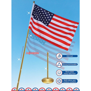 Tùy Chỉnh In Polyester Trang Trí Quốc Gia Chính Trị Văn Phòng Cột Cờ Với Kim Loại Cơ Sở Thép Không Gỉ Máy Tính Để Bàn Cờ Cực Đứng - Product Image 3