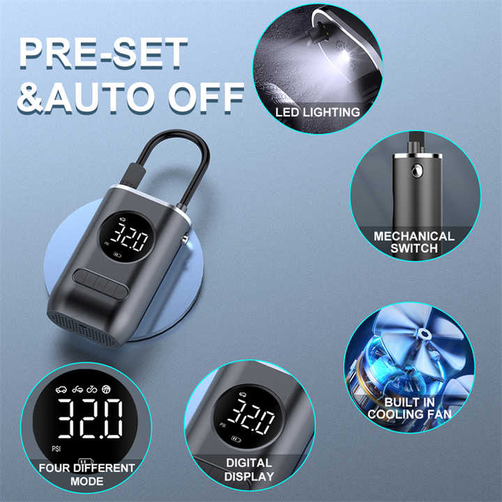 Smart Electric Portable Tire Inflator 150PSI 4000mAh Car Tyre Air