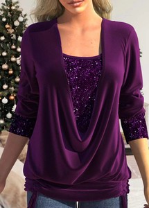 S-5XL haute qualité personnalisé Sequin Design chemise <span class=keywords><strong>Blouses</strong></span> grande taille mode femmes imprimer brillant hauts - Product Image 6