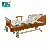 Lit d'hôpital manuel en acier avec tête et pieds en bois massif, capacité de charge de 160 kg, 3 fonctions, équipement médical